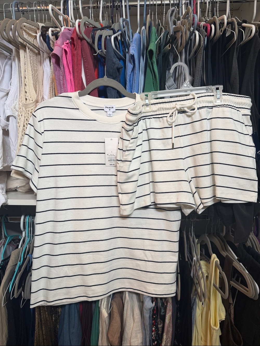 Parke X Target Striped Navy & White Shorts/Top Set - Large - NWT